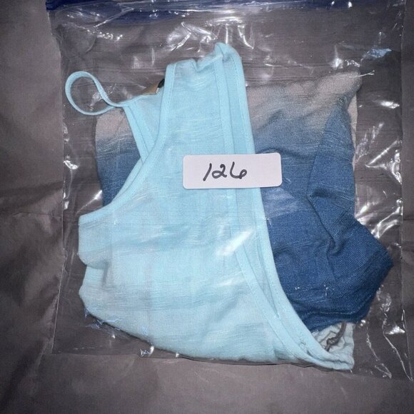 LANGUAGE LA WOMEN TWIST‎ BACK PULLOVER SKY BLUE GREY OMBRE TANK TOP MEDIUM NEW - Picture 10 of 10